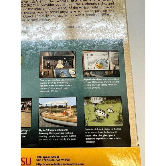Vintage Survival Virtual Safari 1996 Fujitsu Interactive PC CD Windows 95 NEW - Picture 12 of 16